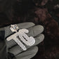 Silver Custom 2 Letter Pendant VVS  Moissanite Diamonds With Custom Dice Loop