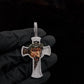 3d Enamel Jesus Cross Pendant With Moissanite Stones