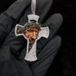 3d Enamel Jesus Cross Pendant With Moissanite Stones