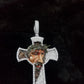 3d Enamel Jesus Cross Pendant With Moissanite Stones