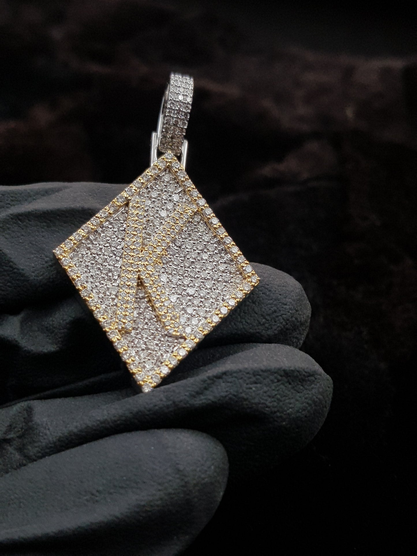 Single Letter Moissanite Diamond Shape Pendant