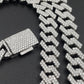 12 MM CUBAN LINK CHAIN WITH SILVER AND MOISSANITE 22 INCHES