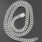 12 MM CUBAN LINK CHAIN WITH SILVER AND MOISSANITE 22 INCHES