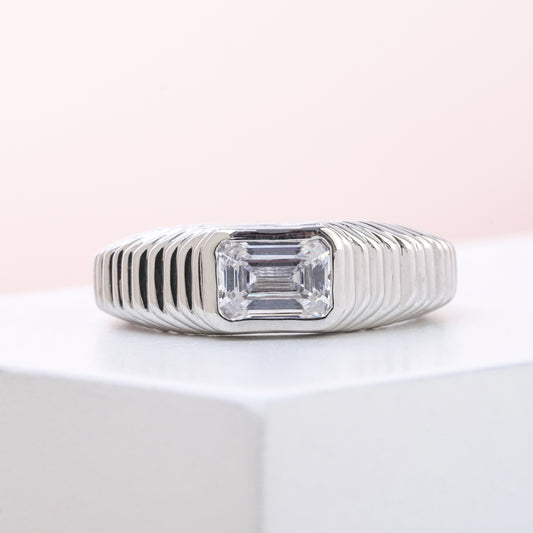 Vintage Art Deco Style Emerald Cut Diamond Ring