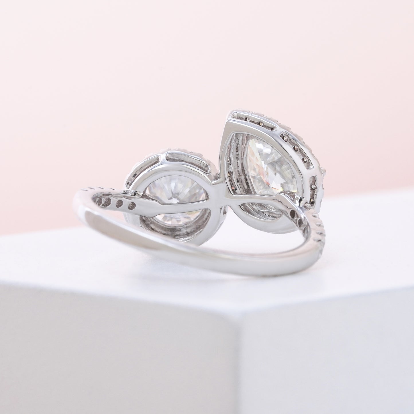 Two Stone Round and Pear Toi Et Moi Diamond Love Ring