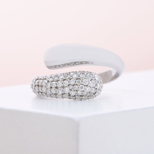 Sophisticated Micro Pave Setting Snake Cocktail Diamond Ring