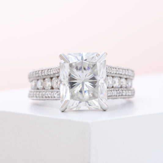 Vintage Style Emerald Cut Diamond Ring