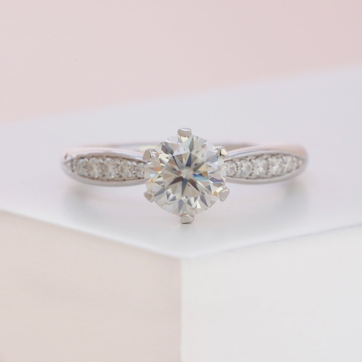 Vintage Moissanite White Gold Ring