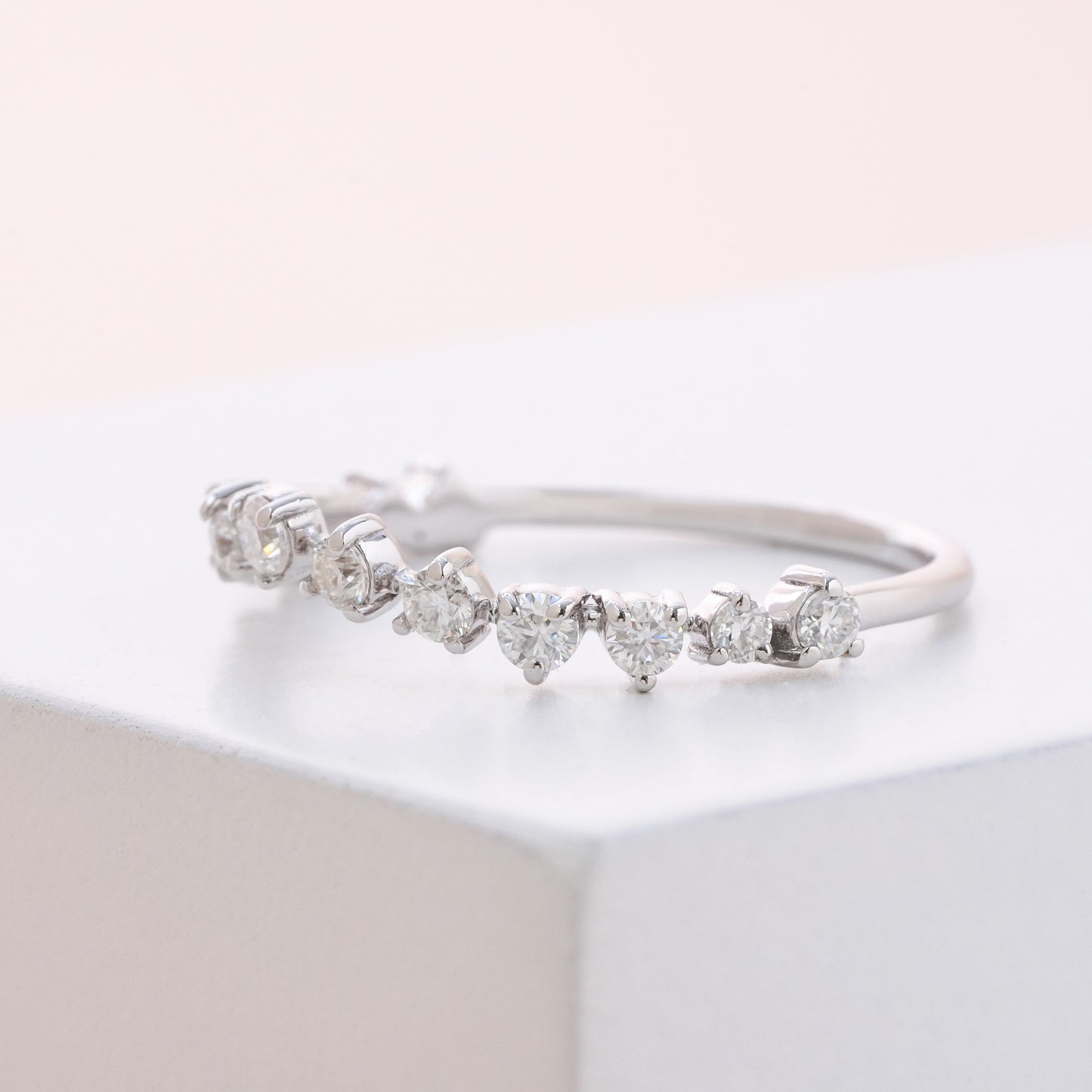 Petite Stardust Diamond Curve Wedding Band