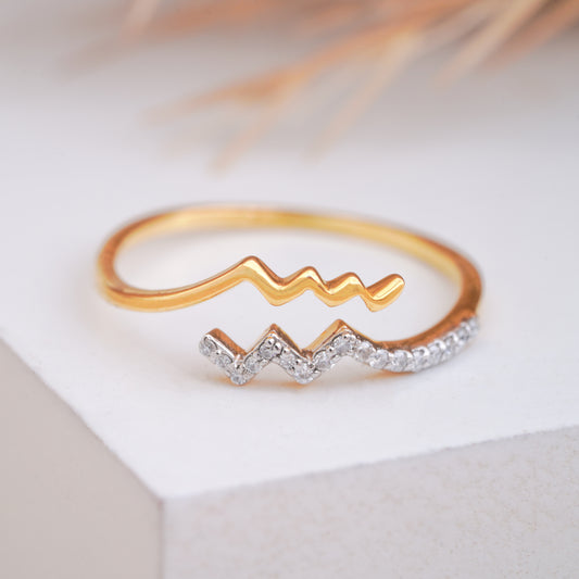 Zigzag Shape Open Stacking Diamond 10K Gold  Ring