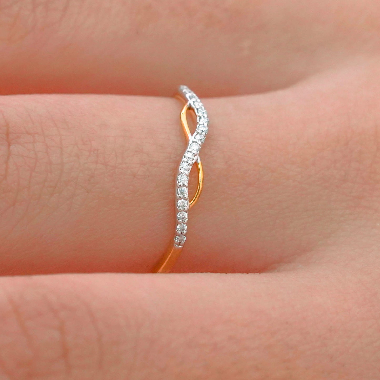 10k Gold Infinity Diamond Stacking Ring