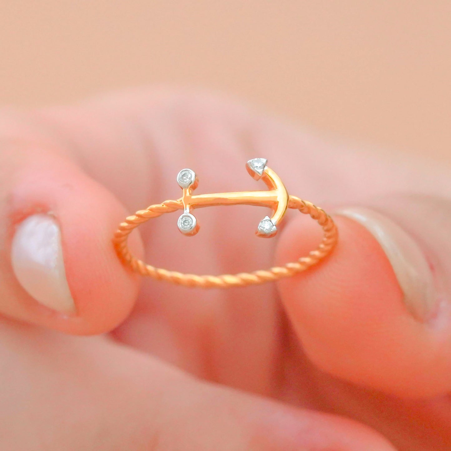 Boho Style Midi Knuckle Diamond Minimalist 10k Gold Ring