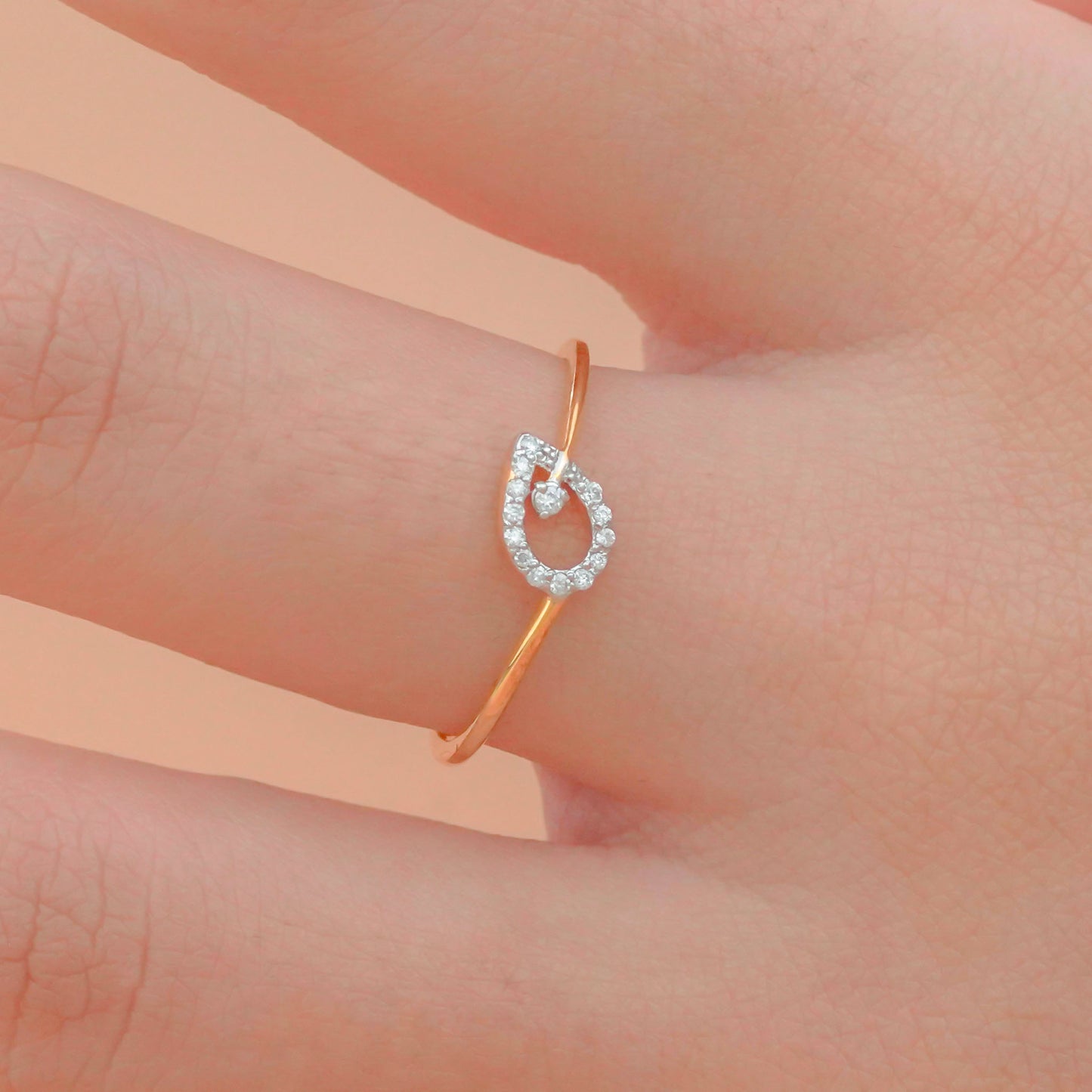 10k Gold Botanical Leaf Shaped Delicate Diamond Ring