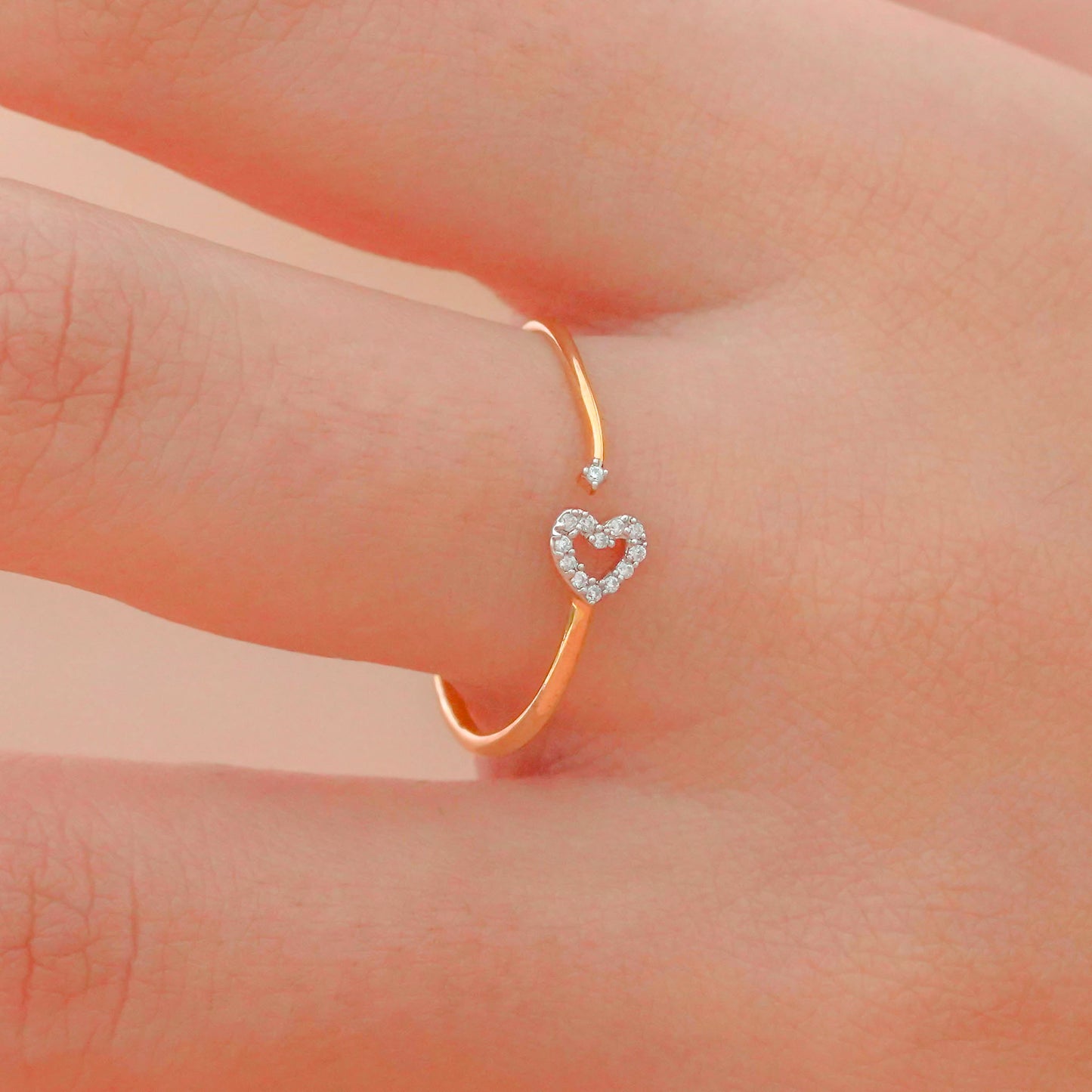 10k Gold Heart Diamond Open Ring