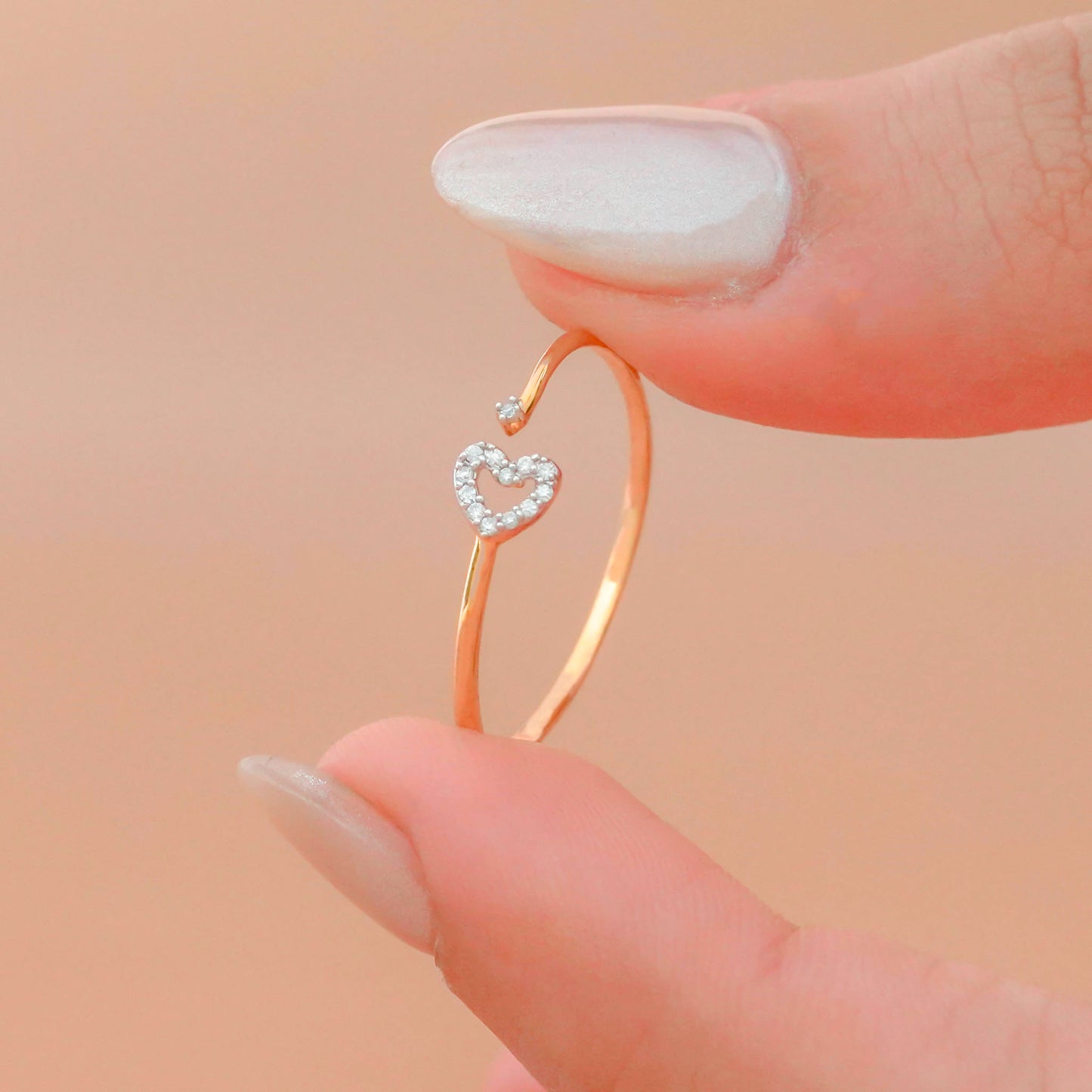 10k Gold Heart Diamond Open Ring