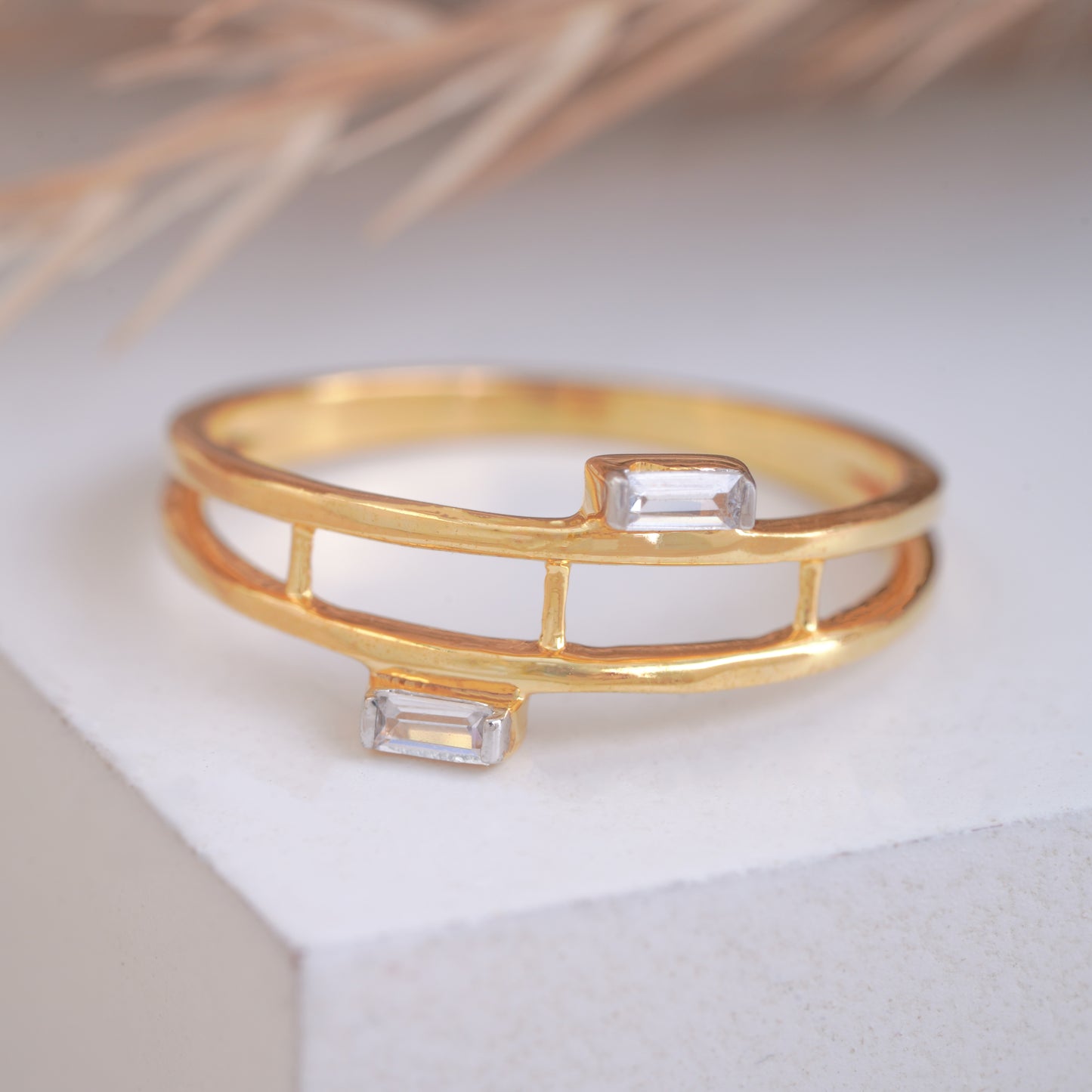 10k Gold Baguette Cut Moissanite Diamond Wedding Band