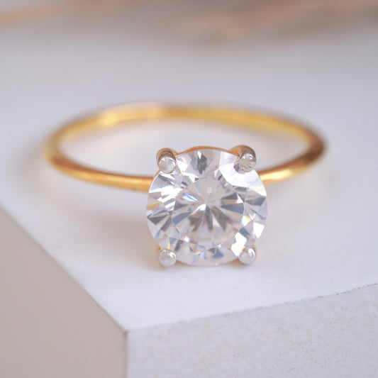 Dainty Round Cut Solitaire Engagement Ring