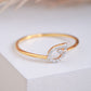 10k Gold Botanical Leaf Shaped Delicate Diamond Ring