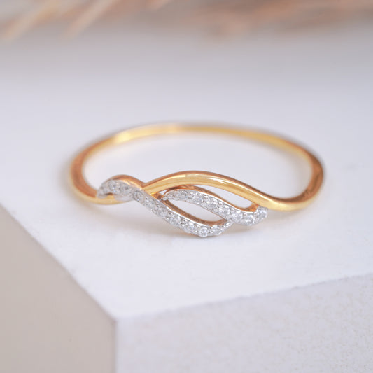 Unique Interlocking Wrap Diamond  10K Gold  Ring