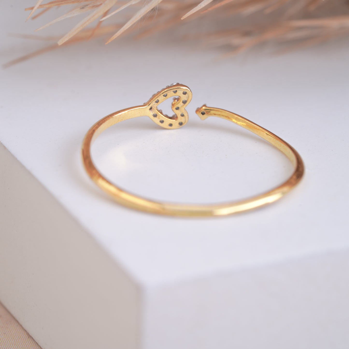 10k Gold Heart Diamond Open Ring