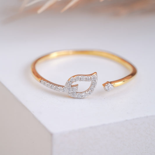 Nature Inspired Leaf Shape 10k Gold Ring