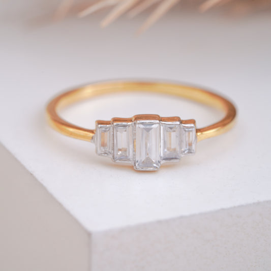 Elegant Baguette Five Stone Diamond Ring