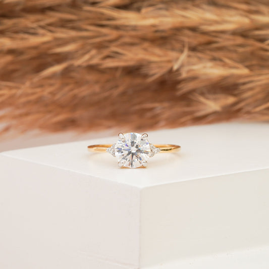 Cluster Accent Round Moissanite Diamond Ring