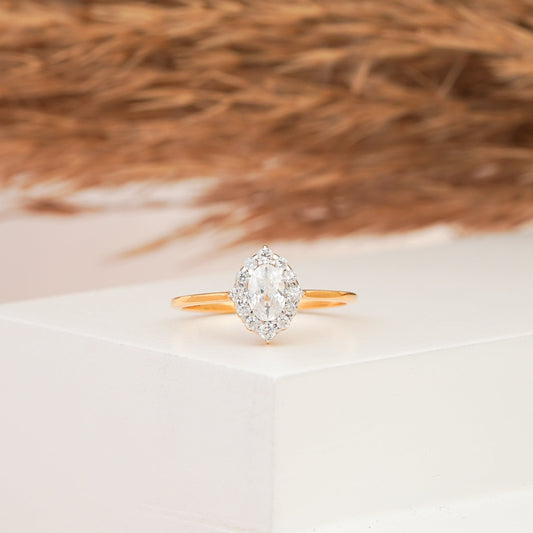 Unique Engagement Ring, Vintage Diamond 14K Gold Ring