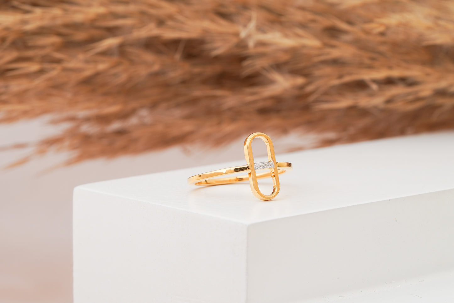 Paper Clip Frame Diamond Ring