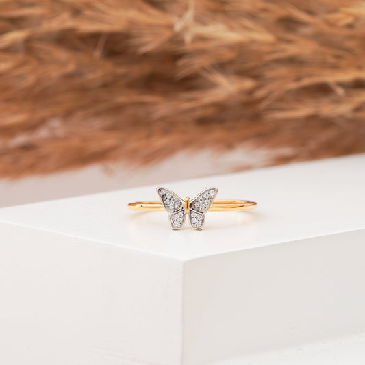 Beautiful Butterfly Shape Round Cut Diamond Ring