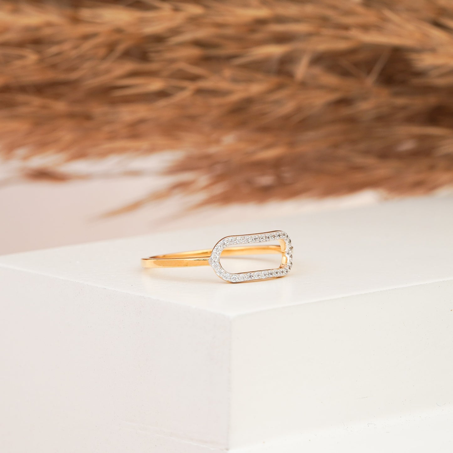 Moissanite Majesty: 14k Delicate Gold Ring