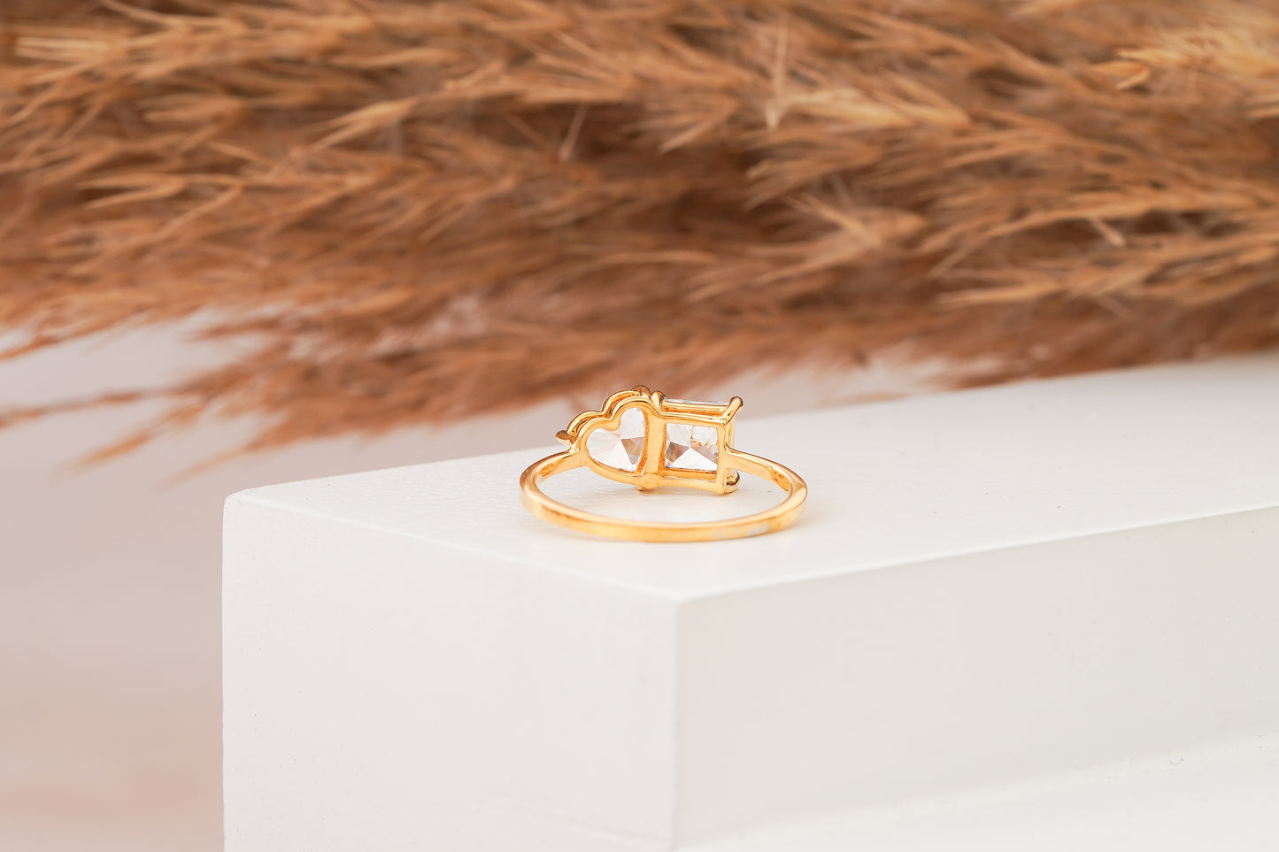 Toi Et Moi Two Stone Princess Heart Diamond  10K Gold Ring