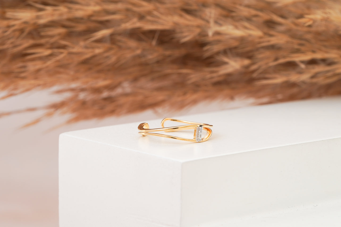 Open Cuff Claw Diamond Minimalist Stacking Ring