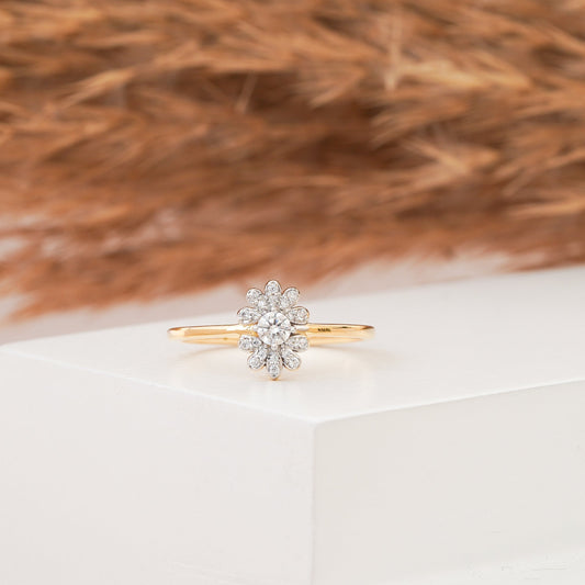 Chunky Floral Diamond Statement Ring