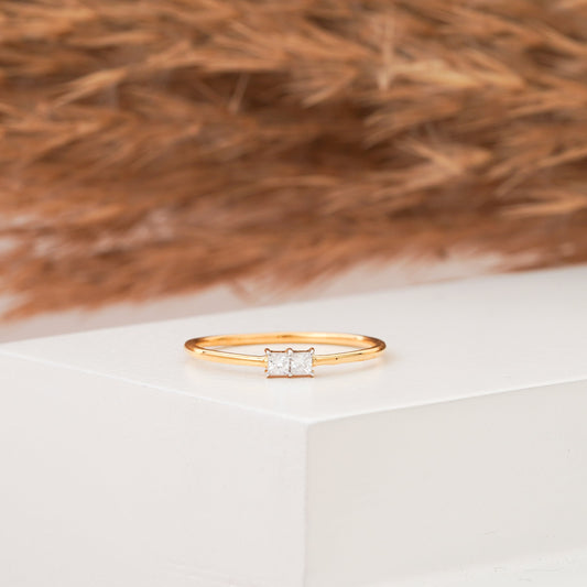 Simple Princess Cut Minimalist Ring