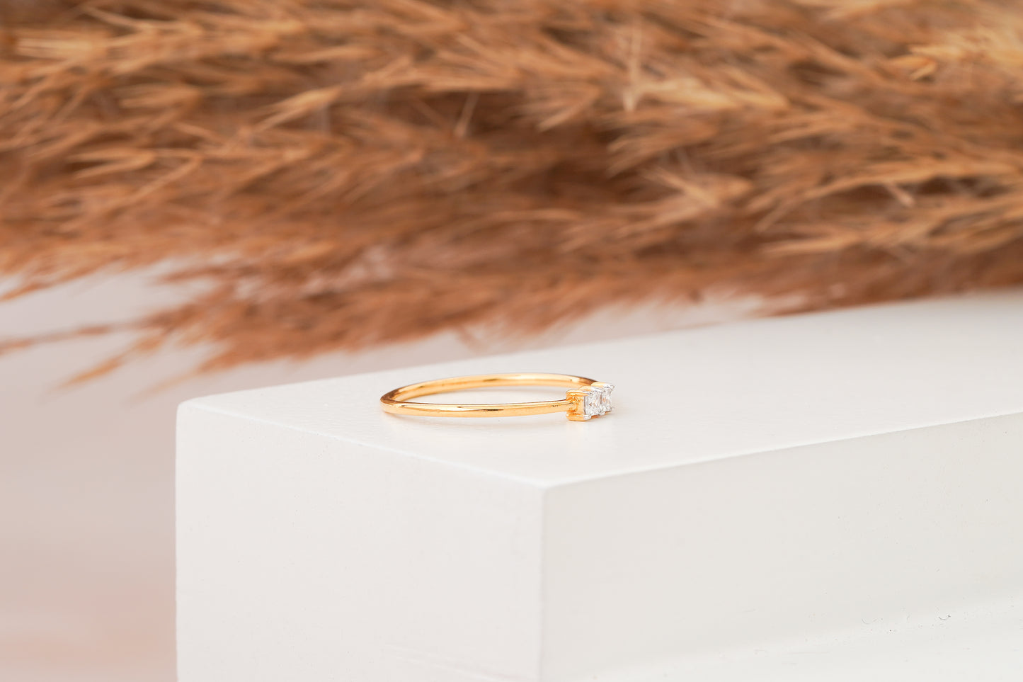 Simple Princess Cut Minimalist Ring