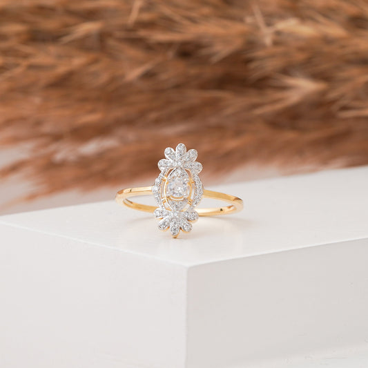 Vintage Inspire Floral Diamond Ring