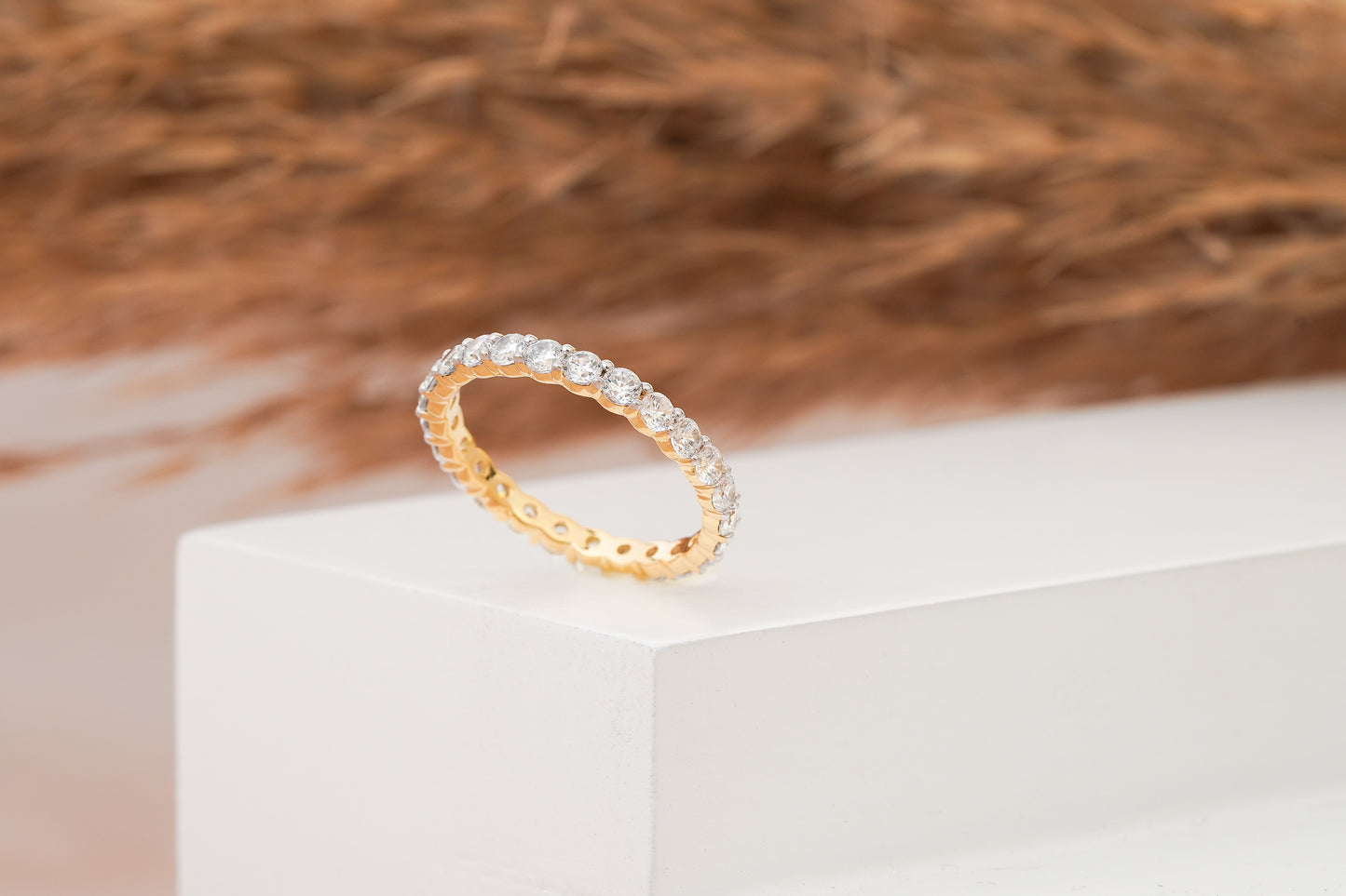 14k Gold Excellent Round Cut Diamond Eternity Wedding Band