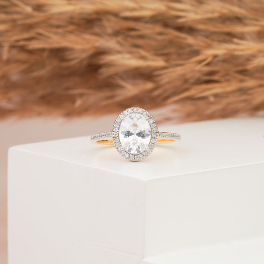 Gilded Glamour: 14k Moissanite Magic in Gold Setting