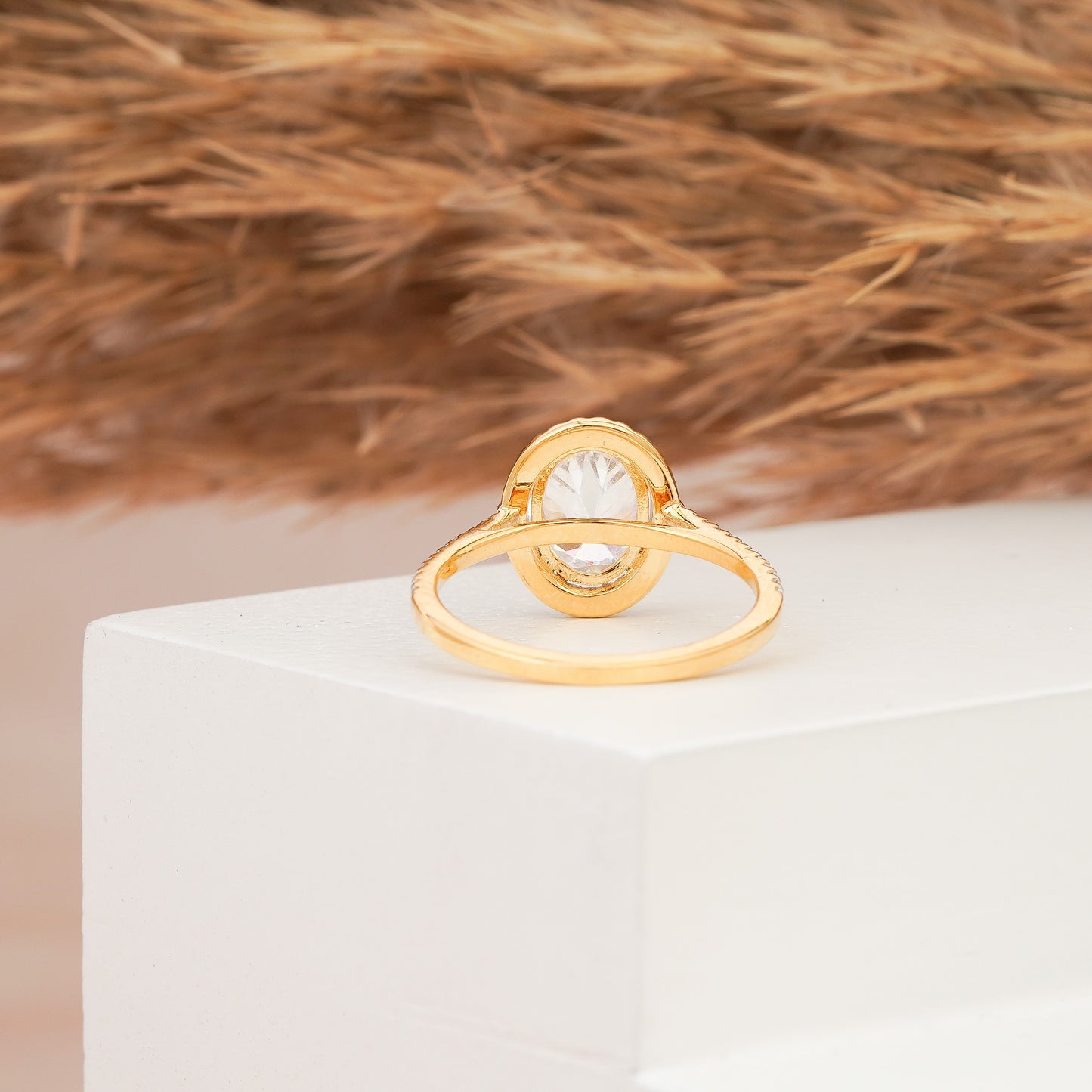 Gilded Glamour: 14k Moissanite Magic in Gold Setting