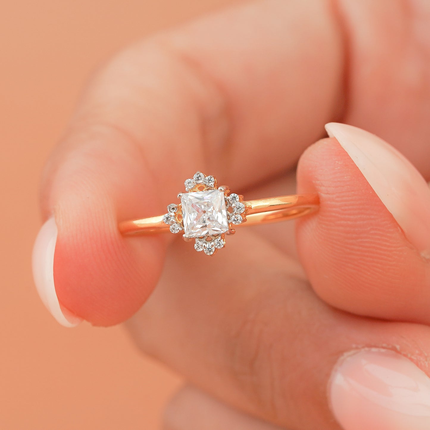 Golden Whisper: 14k Moissanite Brilliance in Delicate Rings