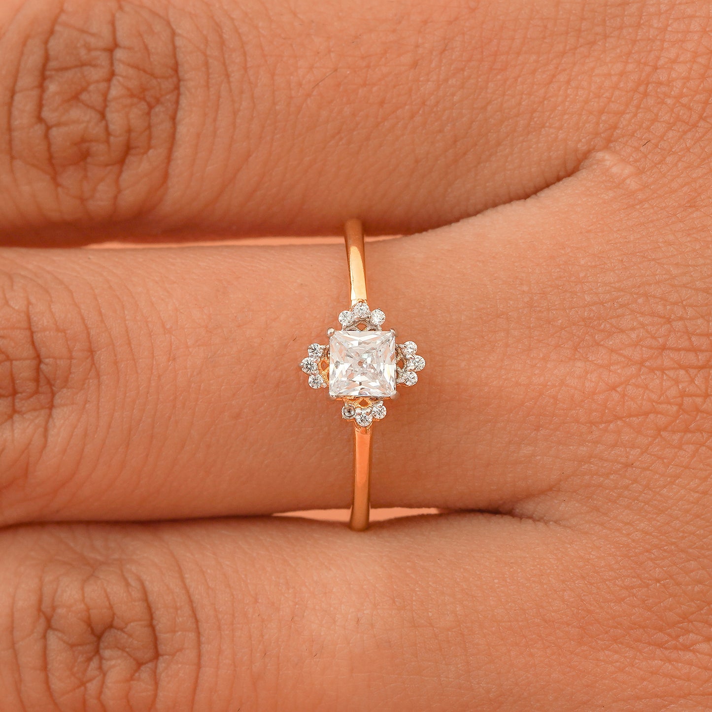 Golden Whisper: 14k Moissanite Brilliance in Delicate Rings