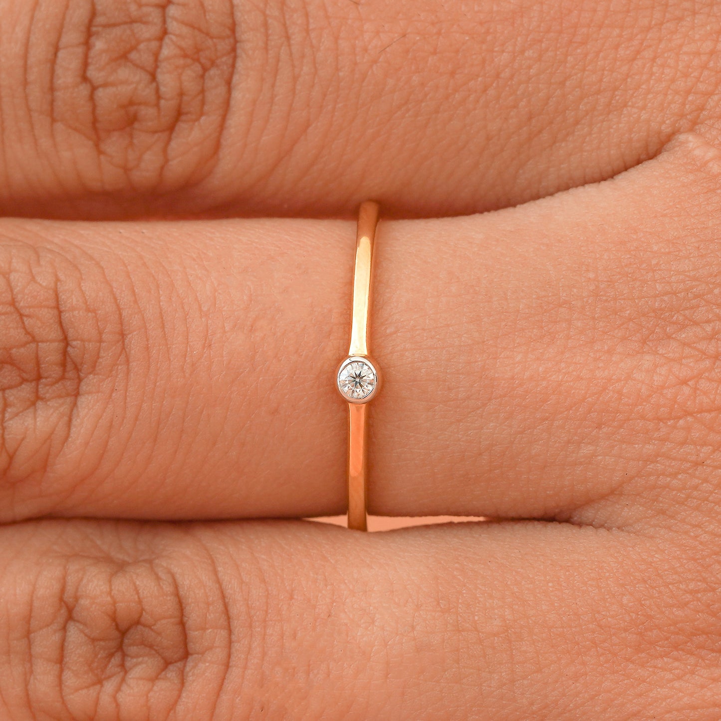 Tiny Round Cut Bezel Setting Ring