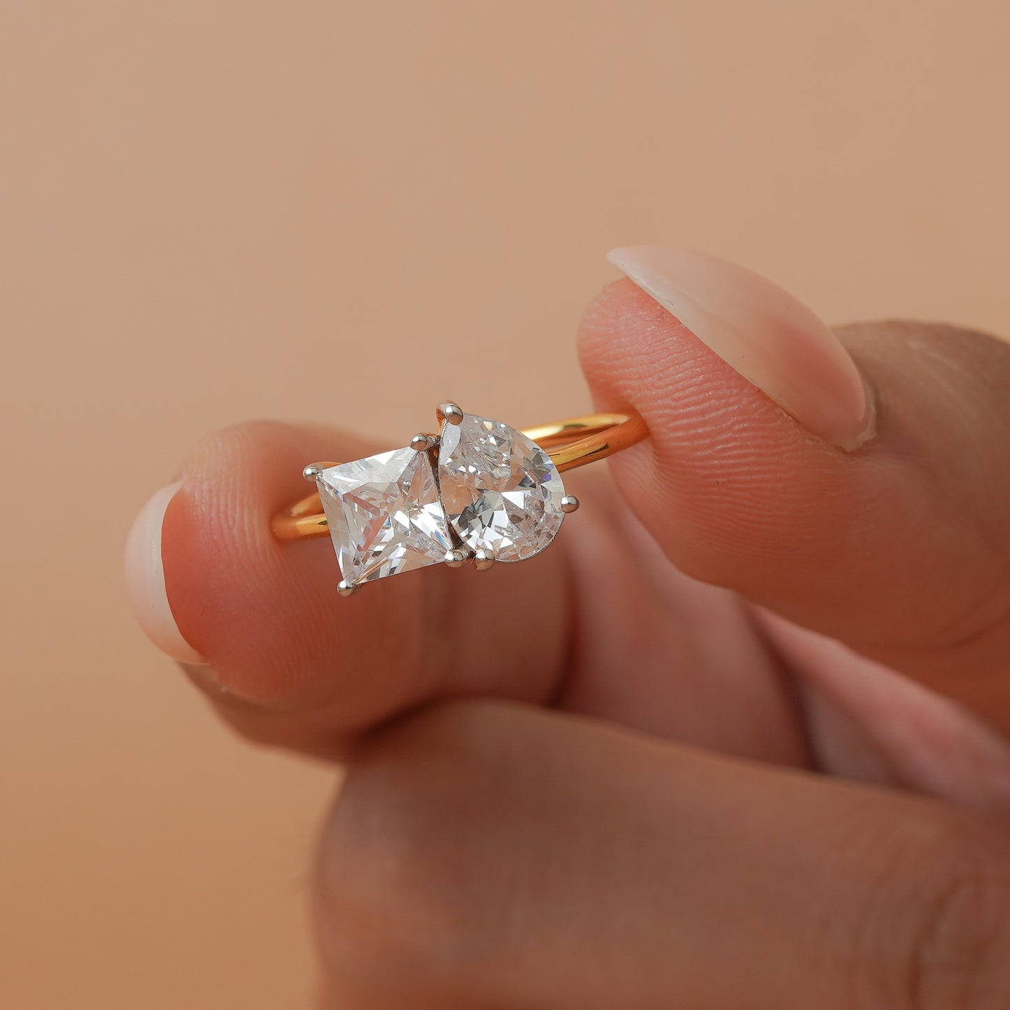 Toi Et Moi Pear & Princess Cut Diamond Promise Ring