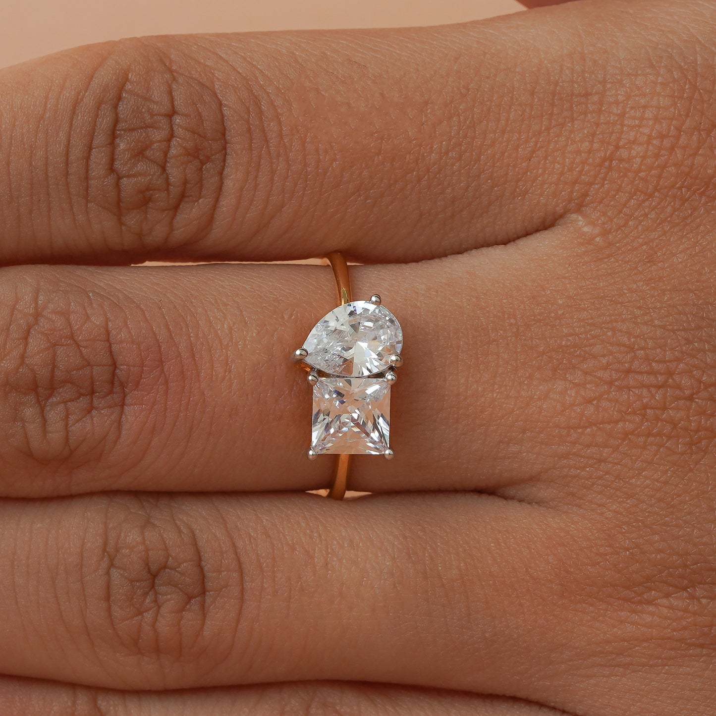 Toi Et Moi Pear & Princess Cut Diamond Promise Ring