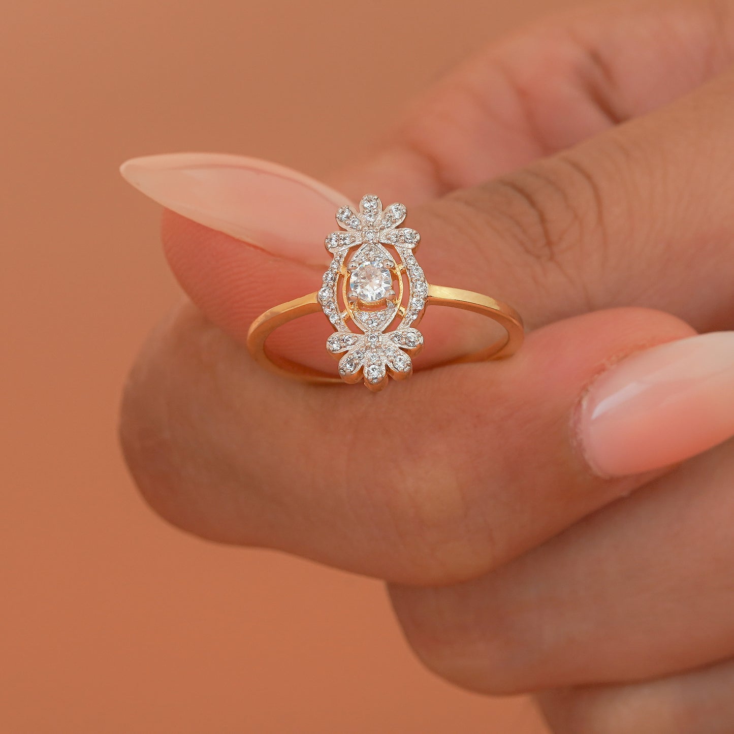 Vintage Inspire Floral Diamond Ring