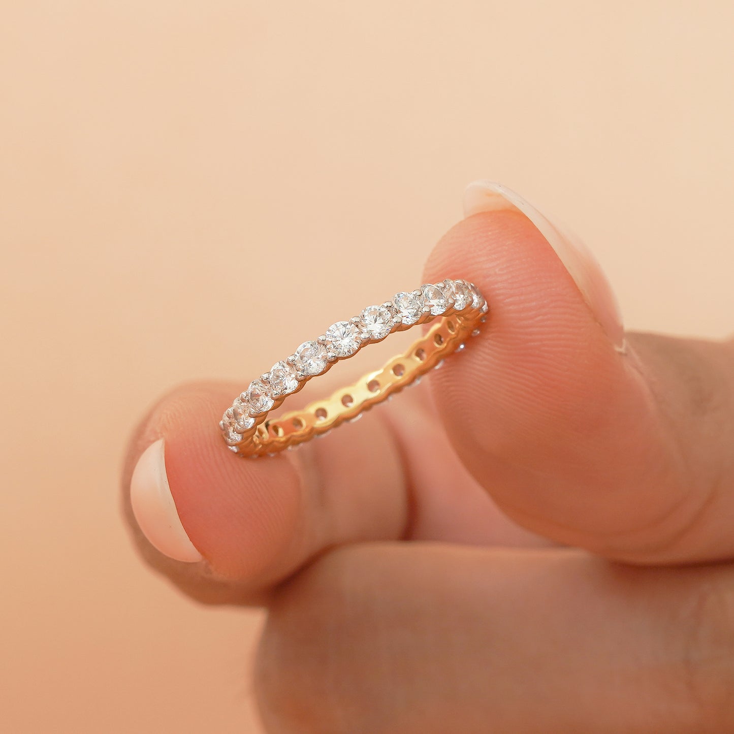 14k Gold Excellent Round Cut Diamond Eternity Wedding Band