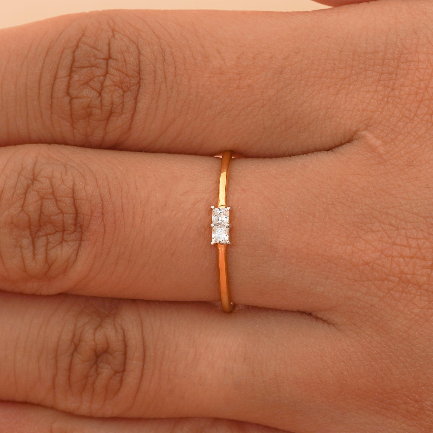 Simple Princess Cut Minimalist Ring