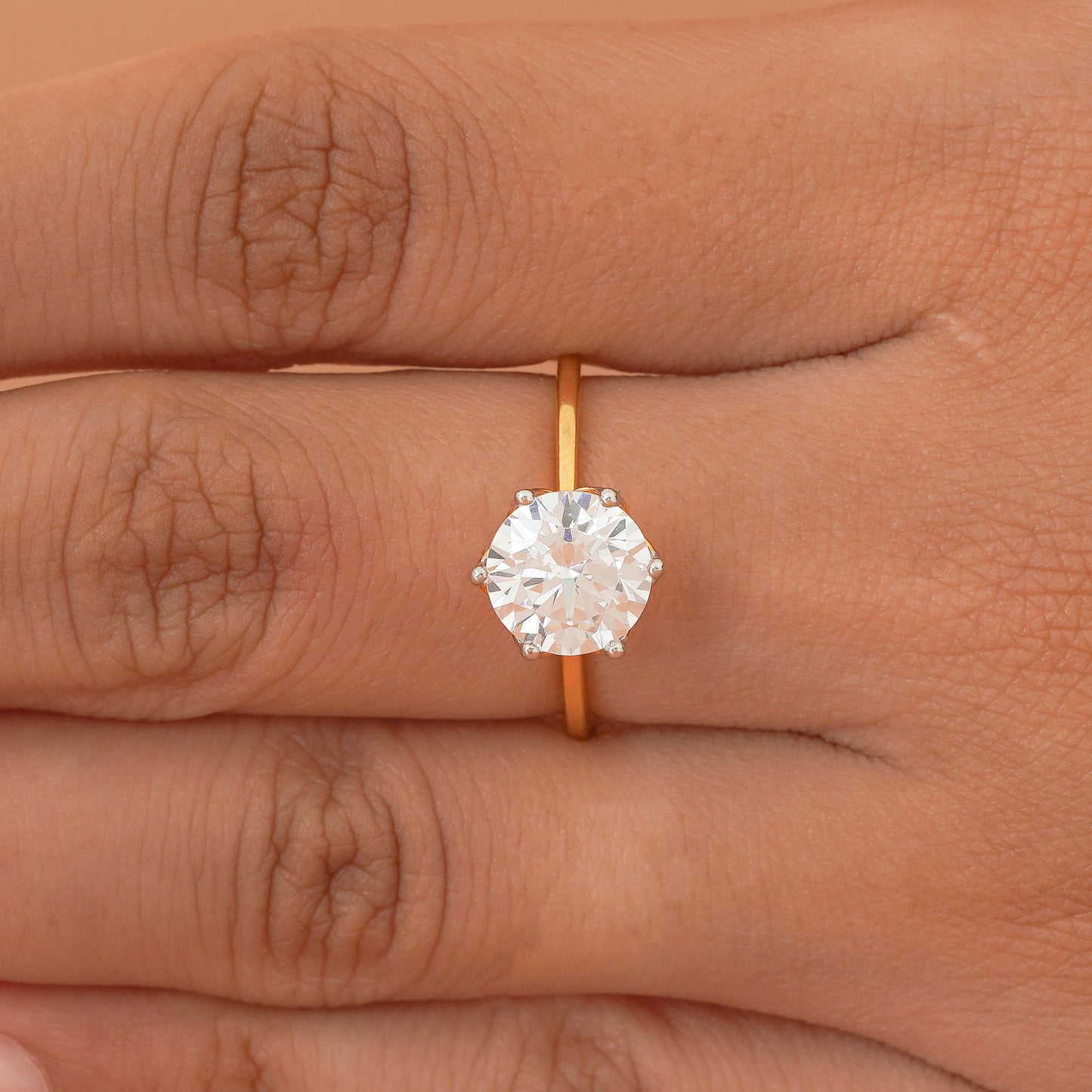 Big Solitaire 14k Gold Round Cut  Moissanite Engagement Ring