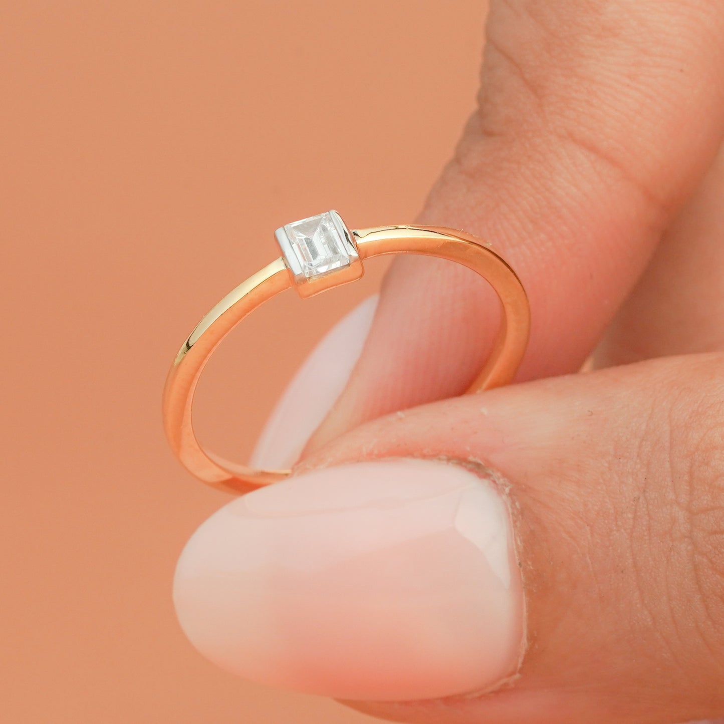 Thin Dainty Single Diamond Ring